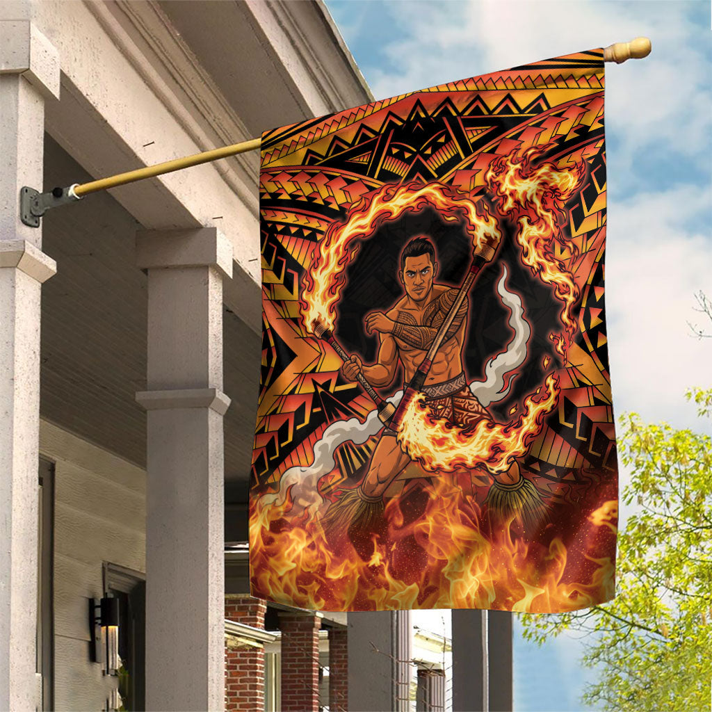 Samoa Siva Afi Dance Fireknife Garden Flag Samoan Tribal Motif Dancing in the Fire LT9 House Flag Red - Polynesian Pride