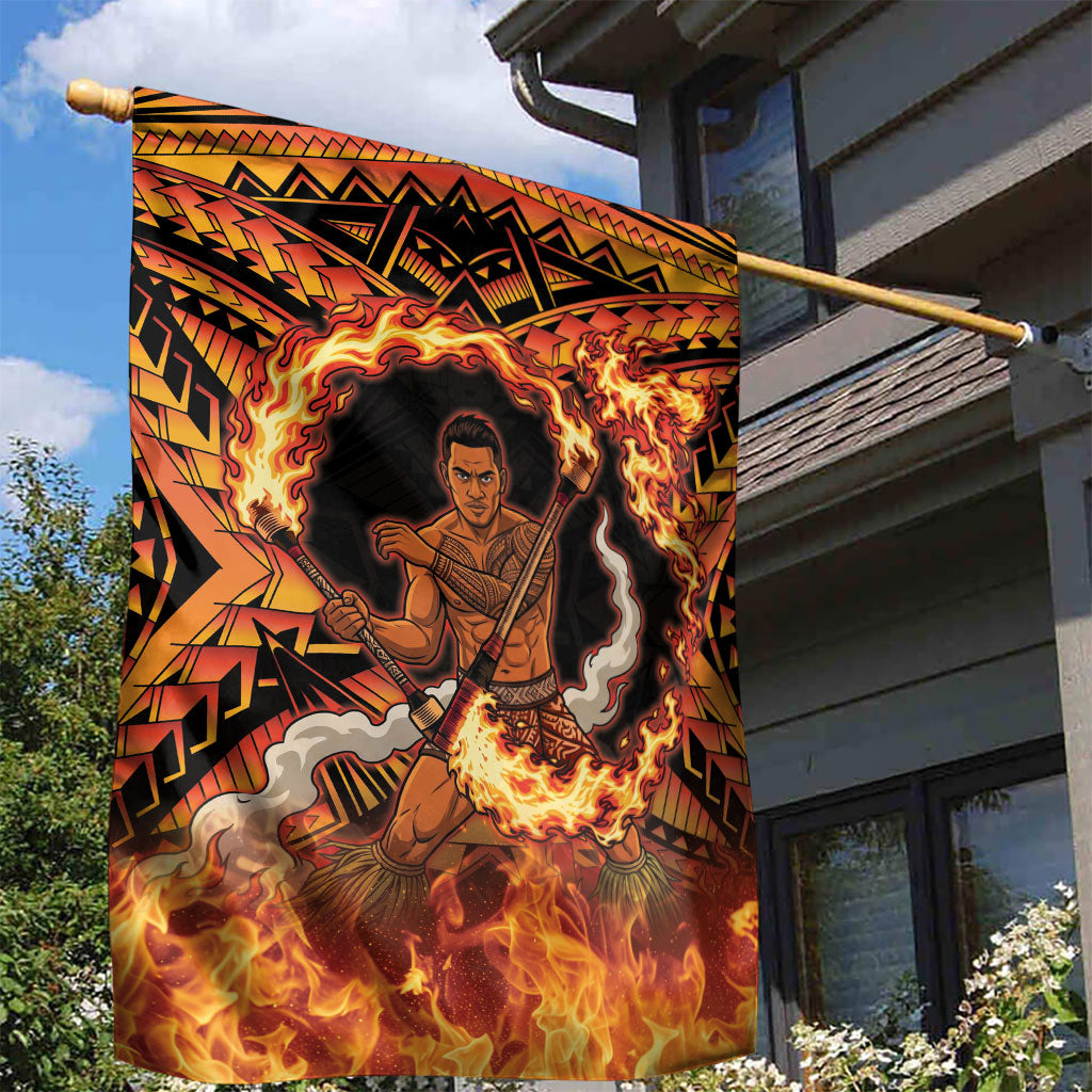 Samoa Siva Afi Dance Fireknife Garden Flag Samoan Tribal Motif Dancing in the Fire LT9 - Polynesian Pride