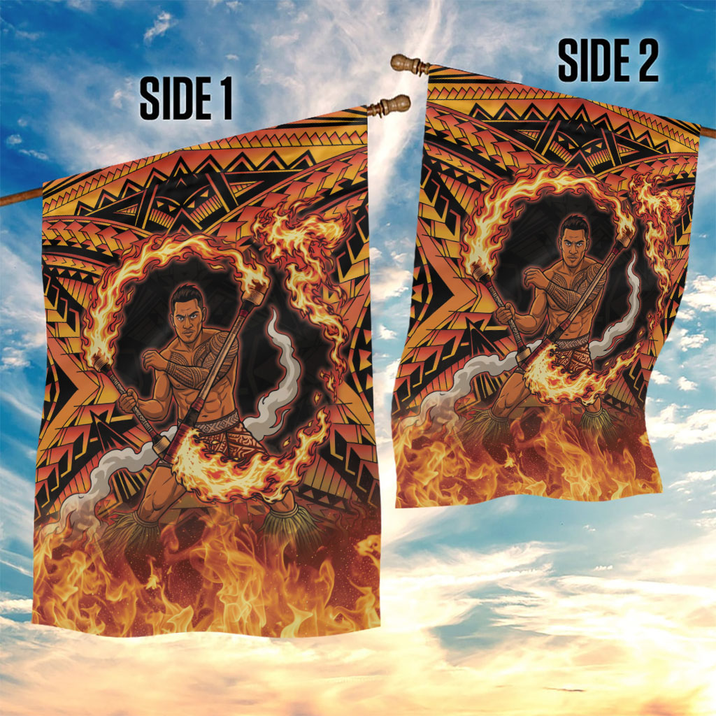 Samoa Siva Afi Dance Fireknife Garden Flag Samoan Tribal Motif Dancing in the Fire LT9 - Polynesian Pride