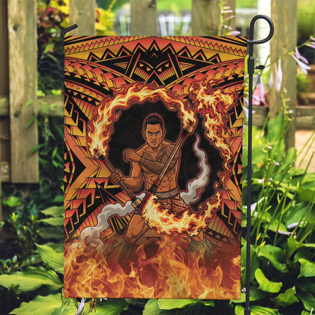 Samoa Siva Afi Dance Fireknife Garden Flag Samoan Tribal Motif Dancing in the Fire LT9 Garden Flag Red - Polynesian Pride