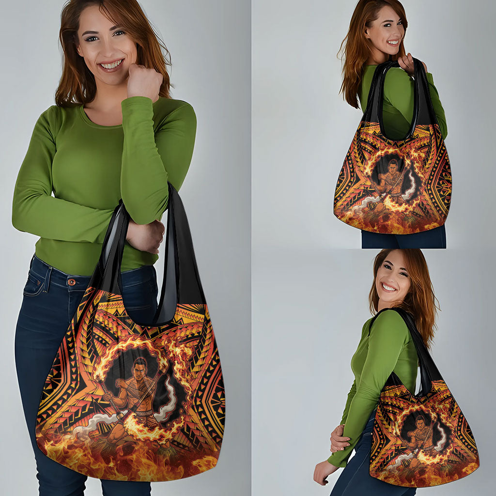 Samoa Siva Afi Dance Fireknife Grocery Bag Samoan Tribal Motif Dancing in the Fire LT9 - Polynesian Pride