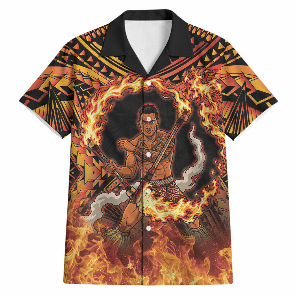 Samoa Siva Afi Dance Fireknife Hawaiian Shirt Samoan Tribal Motif Dancing in the Fire LT9 Red - Polynesian Pride