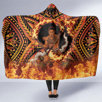 Samoa Siva Afi Dance Fireknife Hooded Blanket Samoan Tribal Motif Dancing in the Fire LT9 One Size Red - Polynesian Pride