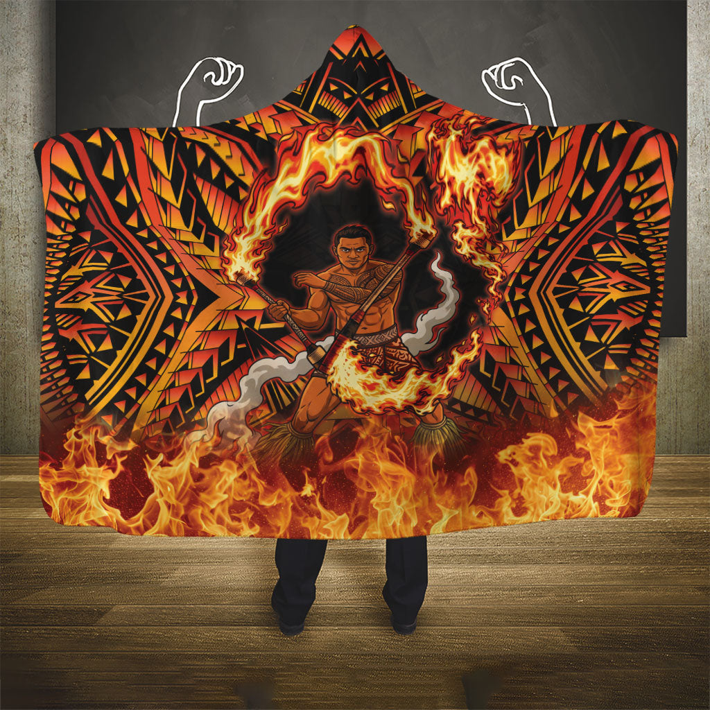 Samoa Siva Afi Dance Fireknife Hooded Blanket Samoan Tribal Motif Dancing in the Fire LT9 - Polynesian Pride