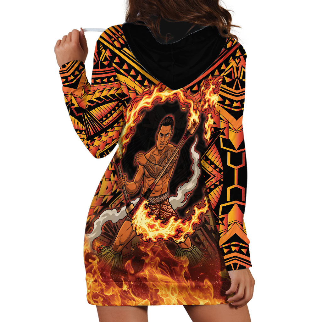 Samoa Siva Afi Dance Fireknife Hoodie Dress Samoan Tribal Motif Dancing in the Fire LT9 - Polynesian Pride