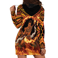 Samoa Siva Afi Dance Fireknife Hoodie Dress Samoan Tribal Motif Dancing in the Fire LT9 - Polynesian Pride
