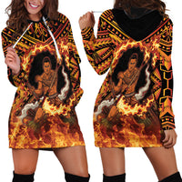 Samoa Siva Afi Dance Fireknife Hoodie Dress Samoan Tribal Motif Dancing in the Fire LT9 - Polynesian Pride