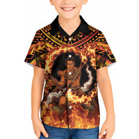 Samoa Siva Afi Dance Fireknife Kid Hawaiian Shirt Samoan Tribal Motif Dancing in the Fire LT9 Kid Red - Polynesian Pride