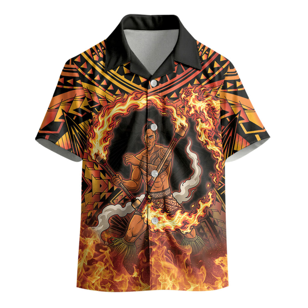 Samoa Siva Afi Dance Fireknife Kid Hawaiian Shirt Samoan Tribal Motif Dancing in the Fire LT9 - Polynesian Pride