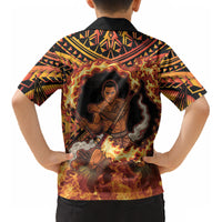 Samoa Siva Afi Dance Fireknife Kid Hawaiian Shirt Samoan Tribal Motif Dancing in the Fire LT9 - Polynesian Pride