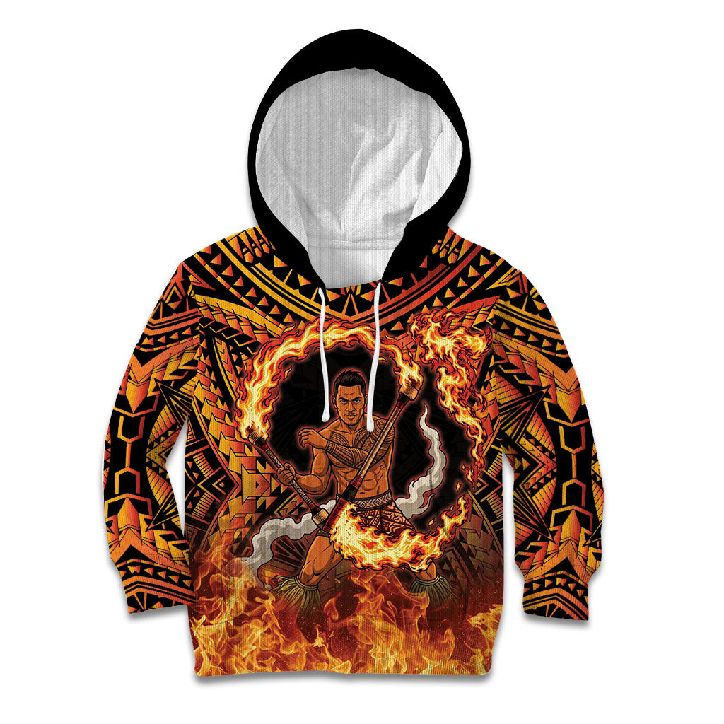 Samoa Siva Afi Dance Fireknife Kid Hoodie Samoan Tribal Motif Dancing in the Fire LT9 Hoodie Red - Polynesian Pride