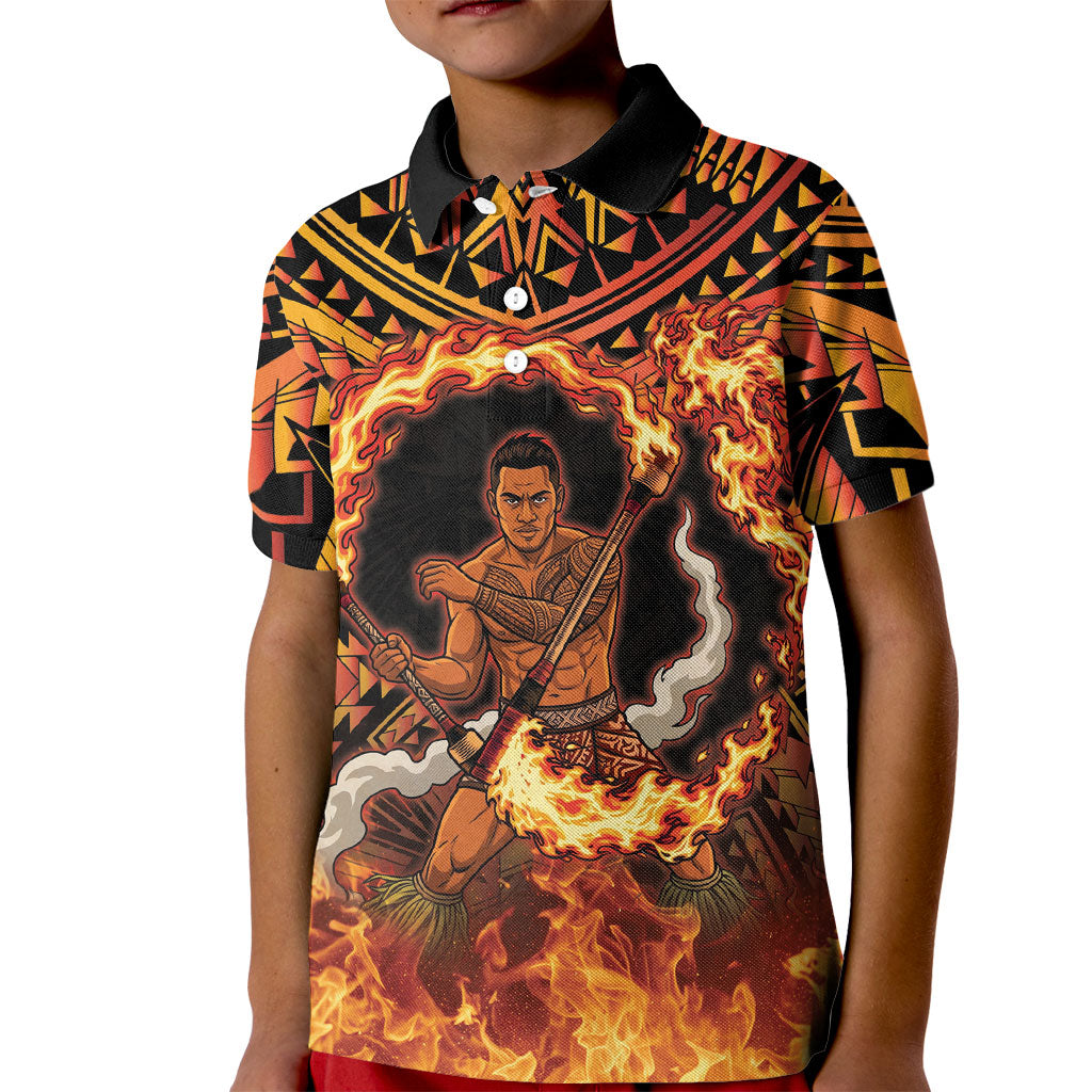 Samoa Siva Afi Dance Fireknife Kid Polo Shirt Samoan Tribal Motif Dancing in the Fire LT9 Kid Red - Polynesian Pride