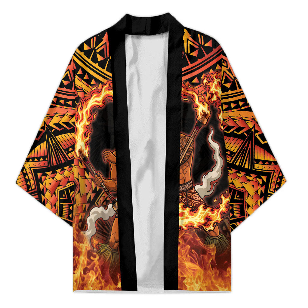 Samoa Siva Afi Dance Fireknife Kimono Samoan Tribal Motif Dancing in the Fire LT9 Unisex Red - Polynesian Pride