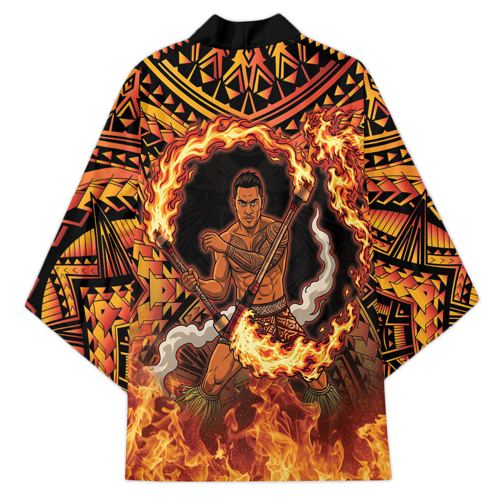 Samoa Siva Afi Dance Fireknife Kimono Samoan Tribal Motif Dancing in the Fire LT9 - Polynesian Pride