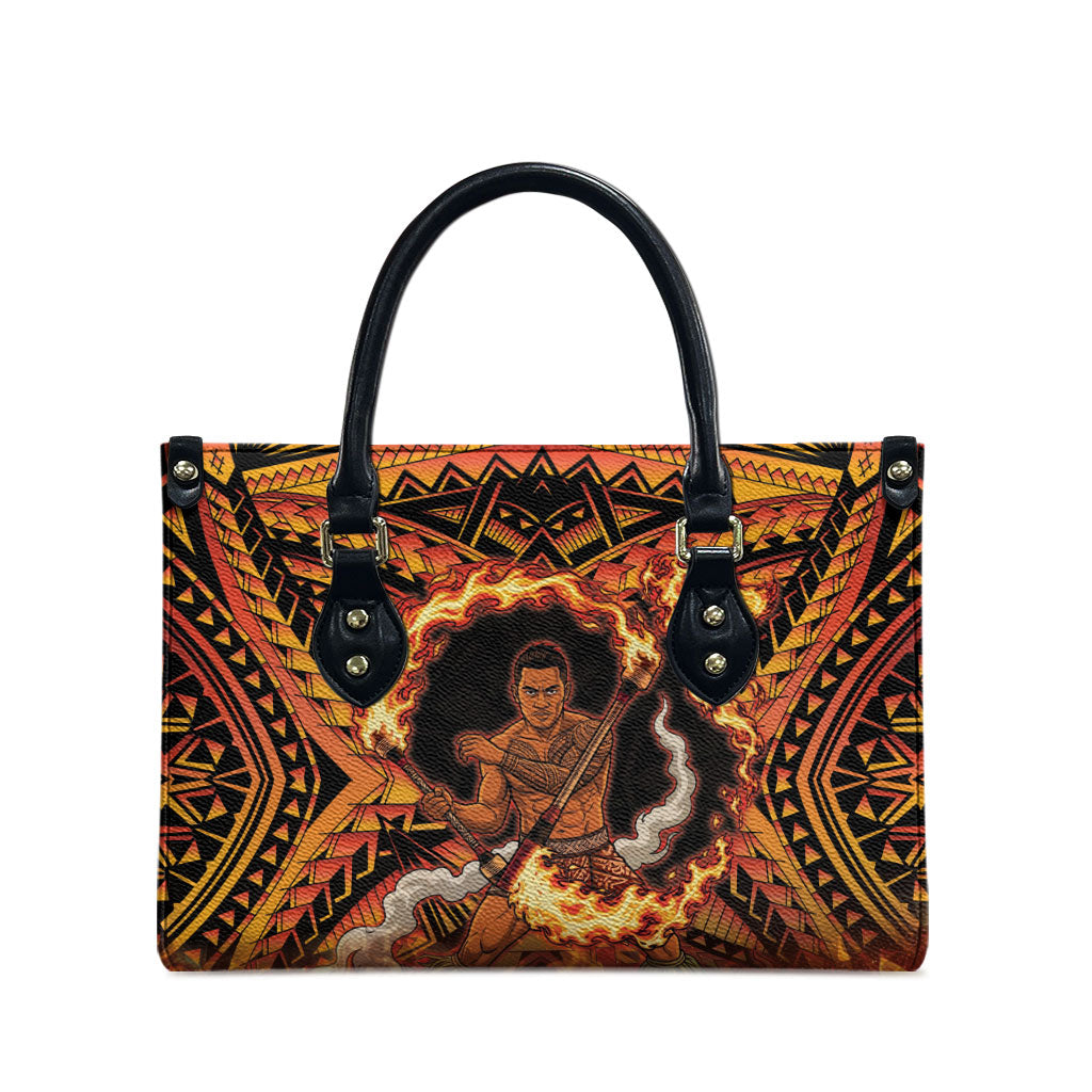 Samoa Siva Afi Dance Fireknife Leather Bag Samoan Tribal Motif Dancing in the Fire LT9 - Polynesian Pride