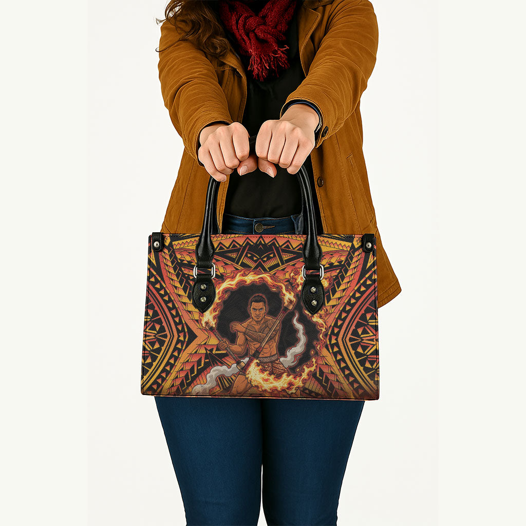 Samoa Siva Afi Dance Fireknife Leather Bag Samoan Tribal Motif Dancing in the Fire LT9 - Polynesian Pride