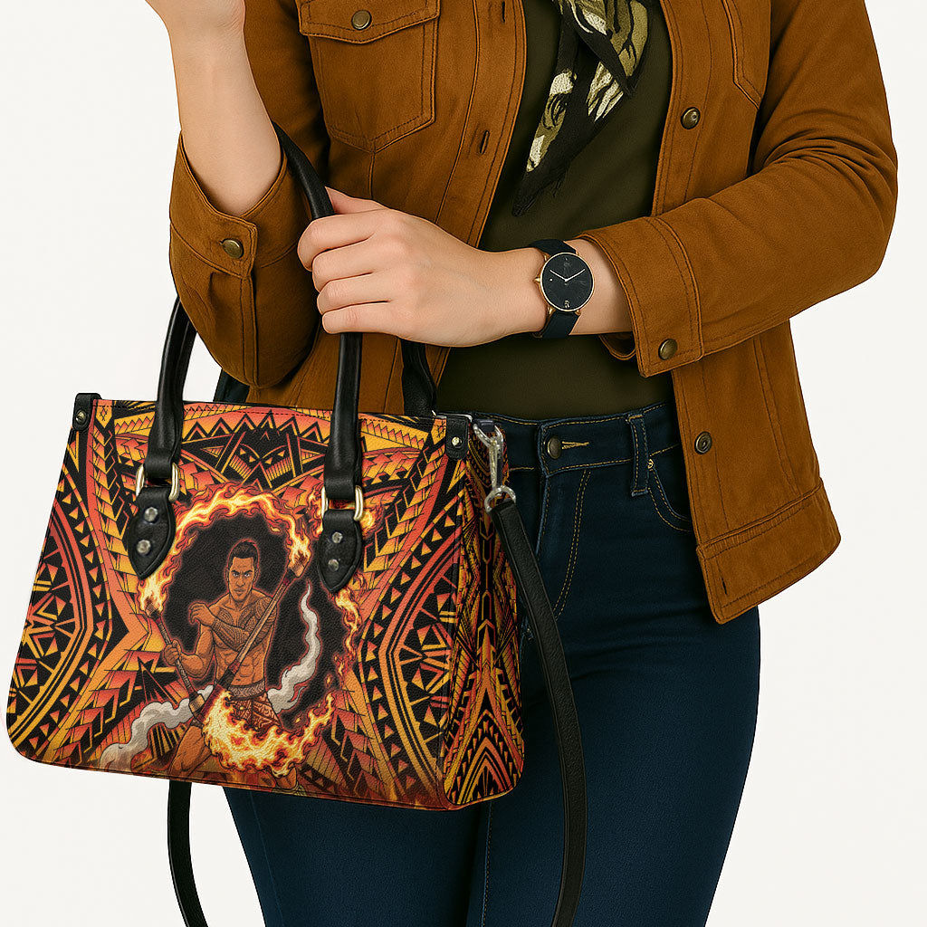 Samoa Siva Afi Dance Fireknife Leather Bag Samoan Tribal Motif Dancing in the Fire LT9 - Polynesian Pride