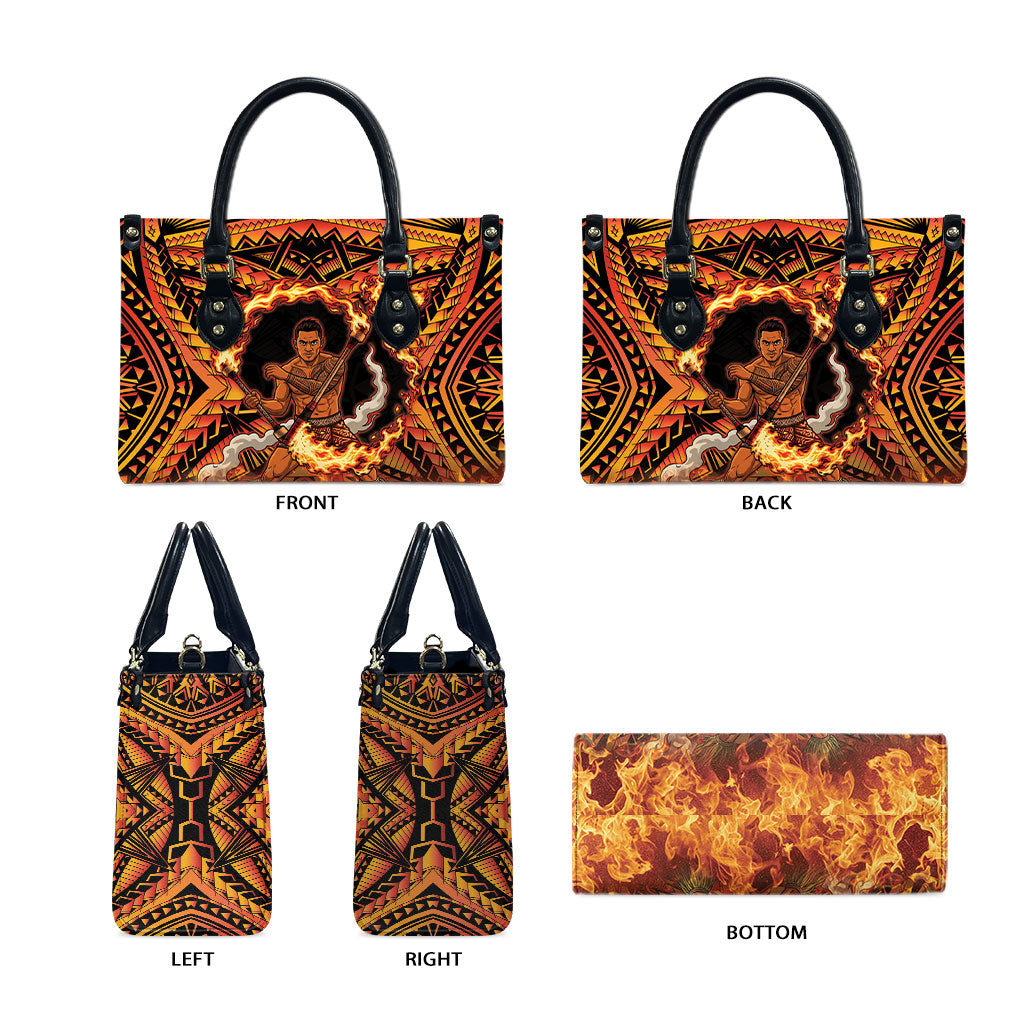 Samoa Siva Afi Dance Fireknife Leather Bag Samoan Tribal Motif Dancing in the Fire LT9 - Polynesian Pride