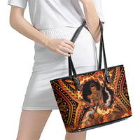 Samoa Siva Afi Dance Fireknife Leather Tote Bag Samoan Tribal Motif Dancing in the Fire LT9 - Polynesian Pride