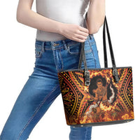 Samoa Siva Afi Dance Fireknife Leather Tote Bag Samoan Tribal Motif Dancing in the Fire LT9 - Polynesian Pride