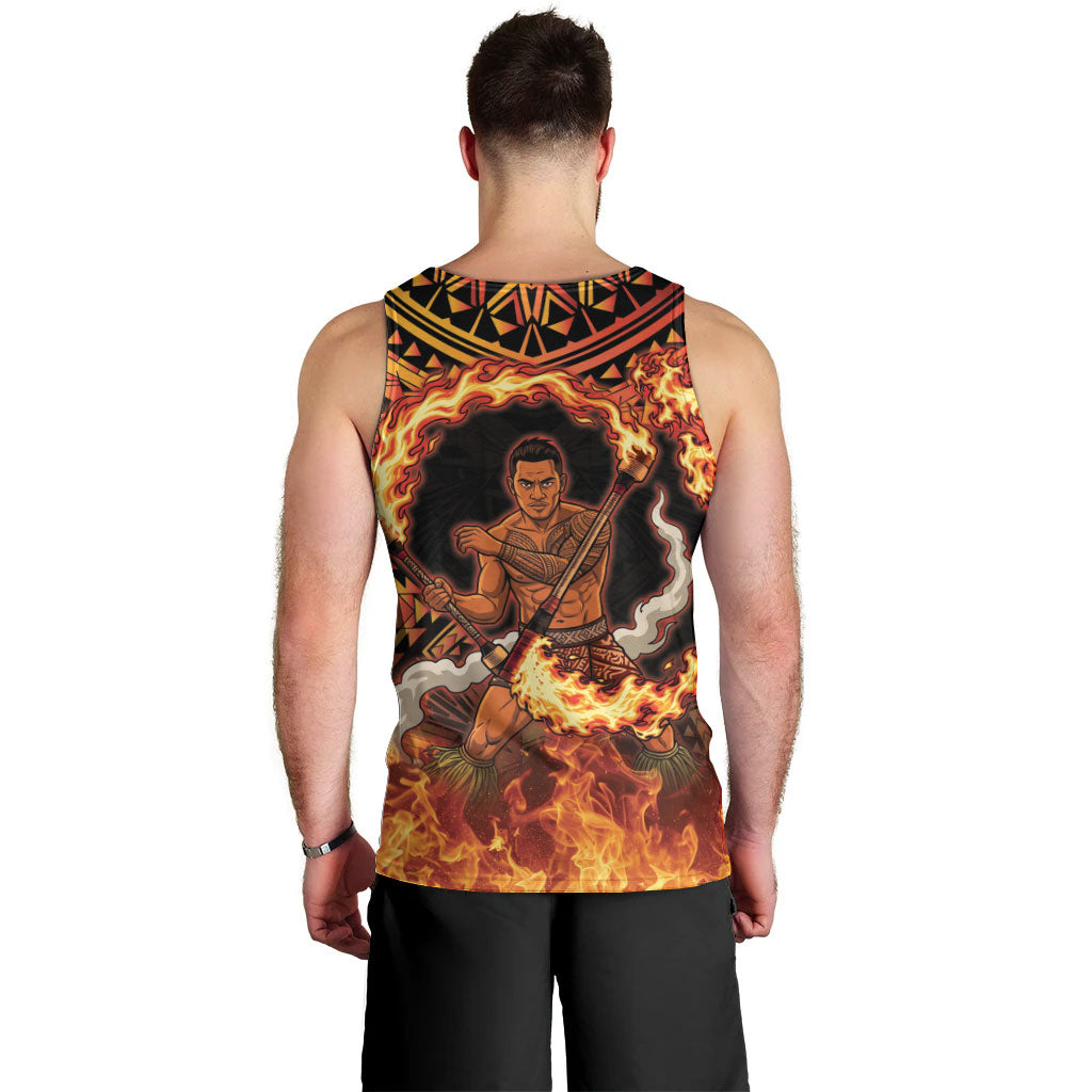 Samoa Siva Afi Dance Fireknife Men Tank Top Samoan Tribal Motif Dancing in the Fire LT9 - Polynesian Pride