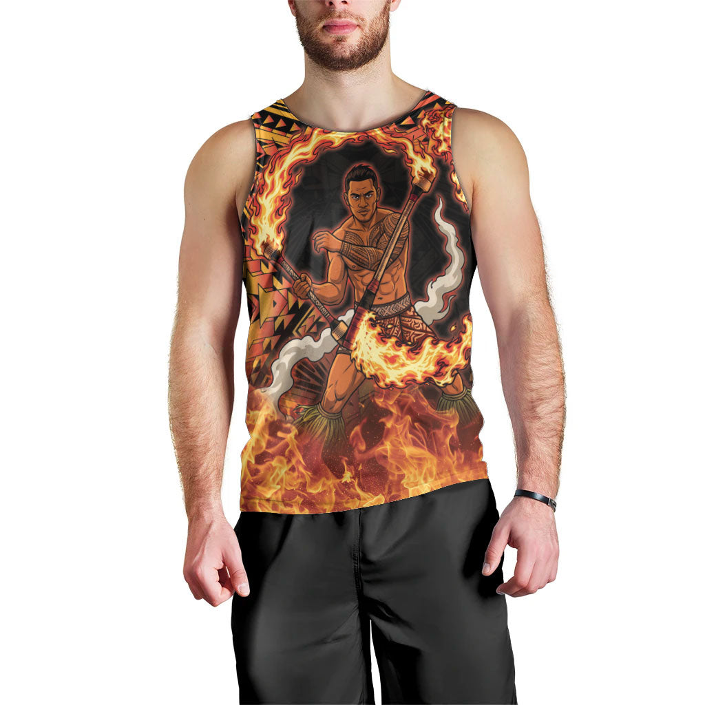 Samoa Siva Afi Dance Fireknife Men Tank Top Samoan Tribal Motif Dancing in the Fire LT9 - Polynesian Pride