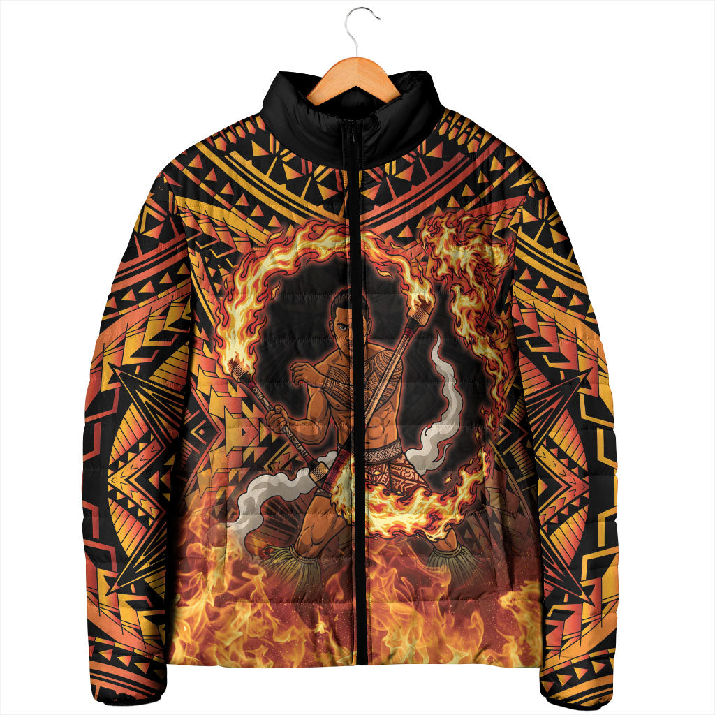 Samoa Siva Afi Dance Fireknife Padded Jacket Samoan Tribal Motif Dancing in the Fire LT9 - Polynesian Pride