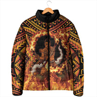 Samoa Siva Afi Dance Fireknife Padded Jacket Samoan Tribal Motif Dancing in the Fire LT9 - Polynesian Pride