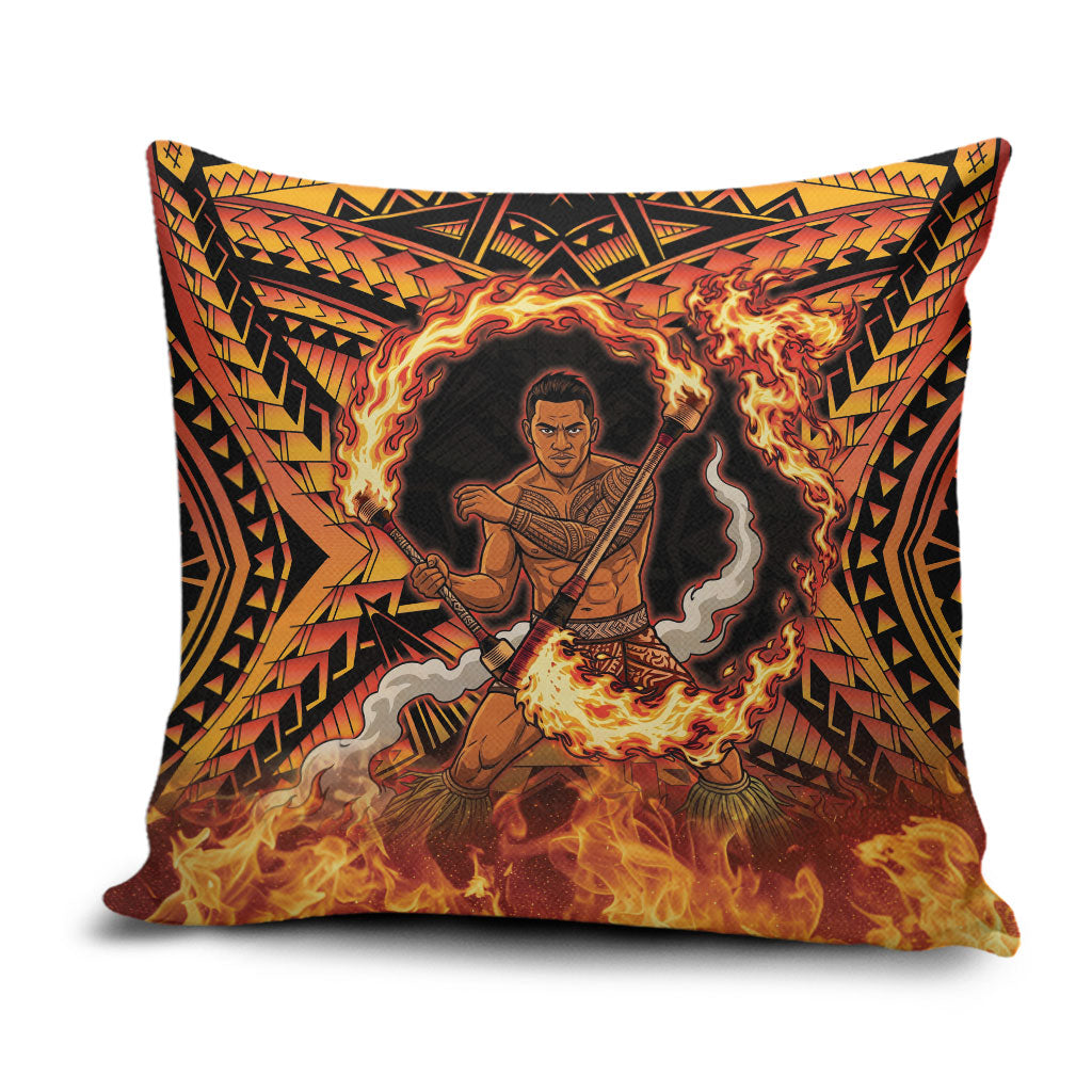 Samoa Siva Afi Dance Fireknife Pillow Cover Samoan Tribal Motif Dancing in the Fire LT9 Red - Polynesian Pride