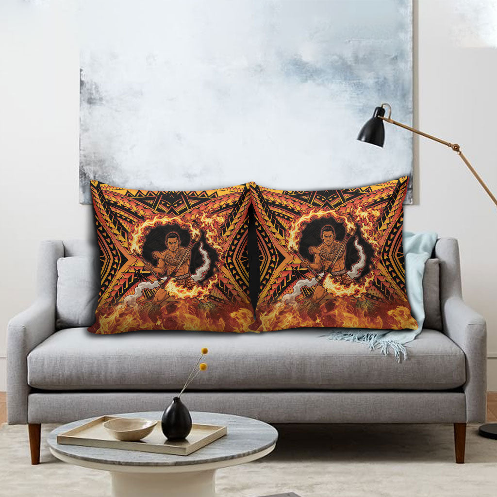 Samoa Siva Afi Dance Fireknife Pillow Cover Samoan Tribal Motif Dancing in the Fire LT9 - Polynesian Pride