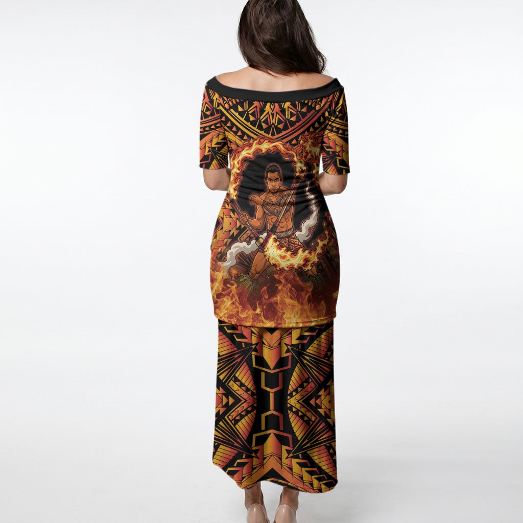Samoa Siva Afi Dance Fireknife Puletasi Samoan Tribal Motif Dancing in the Fire LT9 - Polynesian Pride