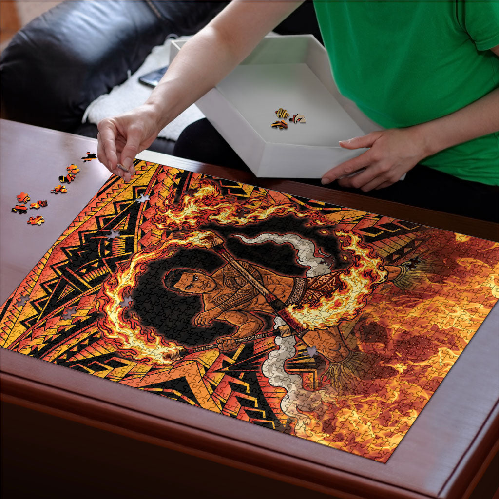 Samoa Siva Afi Dance Fireknife Puzzle Samoan Tribal Motif Dancing in the Fire LT9 - Polynesian Pride