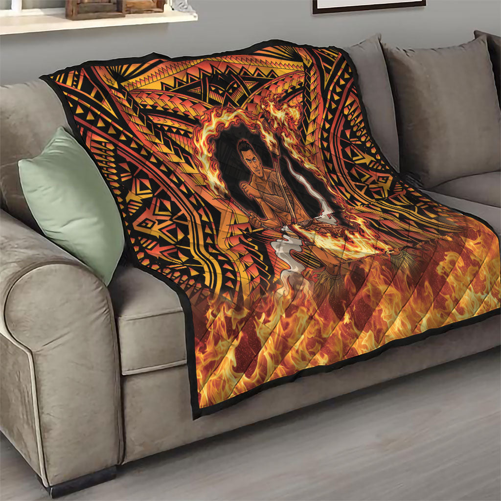 Samoa Siva Afi Dance Fireknife Quilt Samoan Tribal Motif Dancing in the Fire LT9 - Polynesian Pride