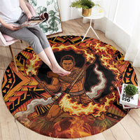 Samoa Siva Afi Dance Fireknife Round Carpet Samoan Tribal Motif Dancing in the Fire LT9 - Polynesian Pride