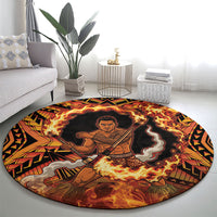 Samoa Siva Afi Dance Fireknife Round Carpet Samoan Tribal Motif Dancing in the Fire LT9 - Polynesian Pride