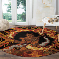 Samoa Siva Afi Dance Fireknife Round Carpet Samoan Tribal Motif Dancing in the Fire LT9 - Polynesian Pride