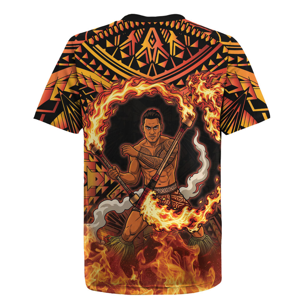 Samoa Siva Afi Dance Fireknife Rugby Jersey Samoan Tribal Motif Dancing in the Fire LT9 - Polynesian Pride