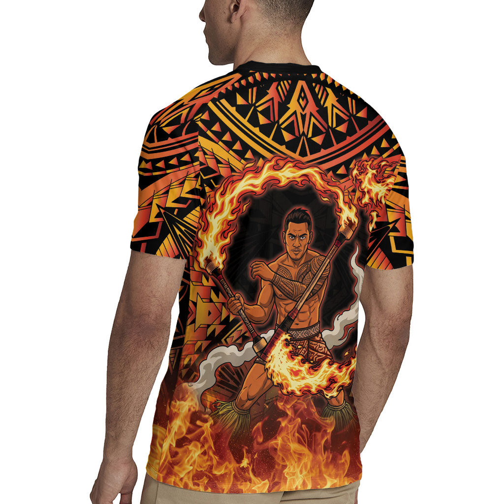 Samoa Siva Afi Dance Fireknife Rugby Jersey Samoan Tribal Motif Dancing in the Fire LT9 - Polynesian Pride