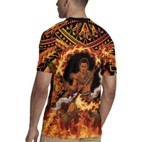 Samoa Siva Afi Dance Fireknife Rugby Jersey Samoan Tribal Motif Dancing in the Fire LT9 - Polynesian Pride