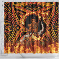 Samoa Siva Afi Dance Fireknife Shower Curtain Samoan Tribal Motif Dancing in the Fire LT9 - Polynesian Pride