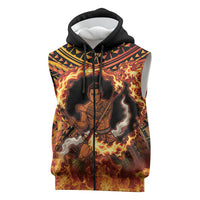 Samoa Siva Afi Dance Fireknife Sleeveless Zip Hoodie Samoan Tribal Motif Dancing in the Fire LT9 Red - Polynesian Pride