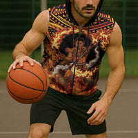 Samoa Siva Afi Dance Fireknife Sleeveless Zip Hoodie Samoan Tribal Motif Dancing in the Fire LT9 - Polynesian Pride