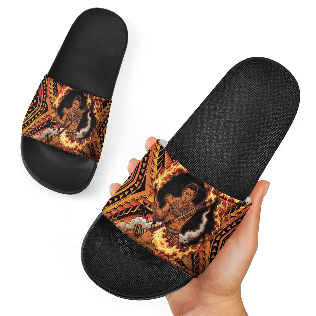 Samoa Siva Afi Dance Fireknife Slide Sandals Samoan Tribal Motif Dancing in the Fire LT9 - Polynesian Pride