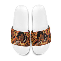 Samoa Siva Afi Dance Fireknife Slide Sandals Samoan Tribal Motif Dancing in the Fire LT9 Red - Polynesian Pride