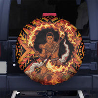 Samoa Siva Afi Dance Fireknife Spare Tire Cover Samoan Tribal Motif Dancing in the Fire LT9 No hole Red - Polynesian Pride
