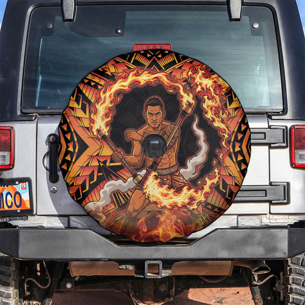 Samoa Siva Afi Dance Fireknife Spare Tire Cover Samoan Tribal Motif Dancing in the Fire LT9 Red - Polynesian Pride