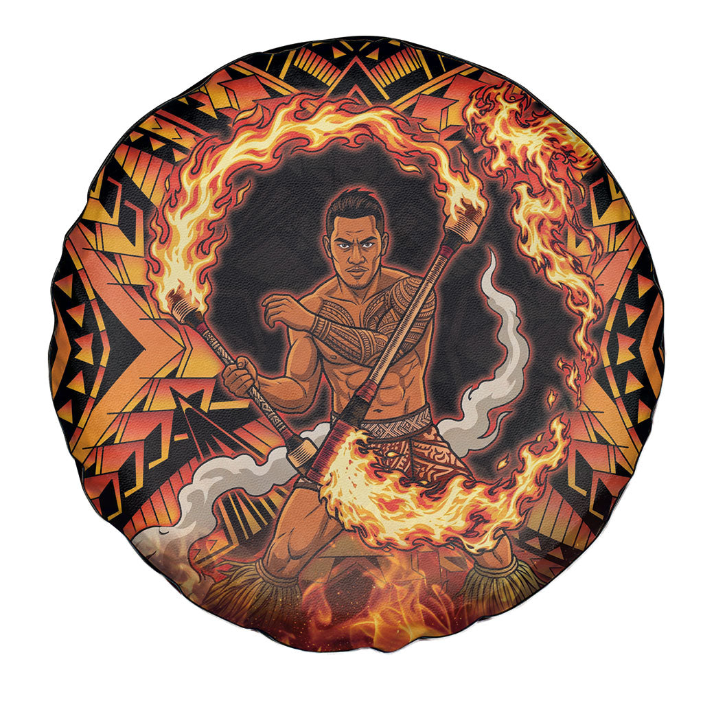 Samoa Siva Afi Dance Fireknife Spare Tire Cover Samoan Tribal Motif Dancing in the Fire LT9 - Polynesian Pride