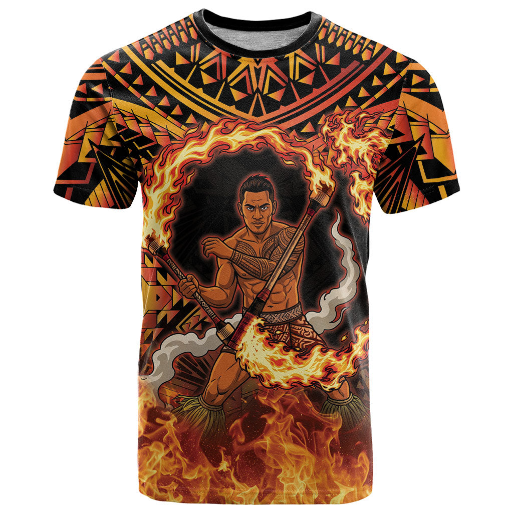 Samoa Siva Afi Dance Fireknife T Shirt Samoan Tribal Motif Dancing in the Fire LT9 Red - Polynesian Pride