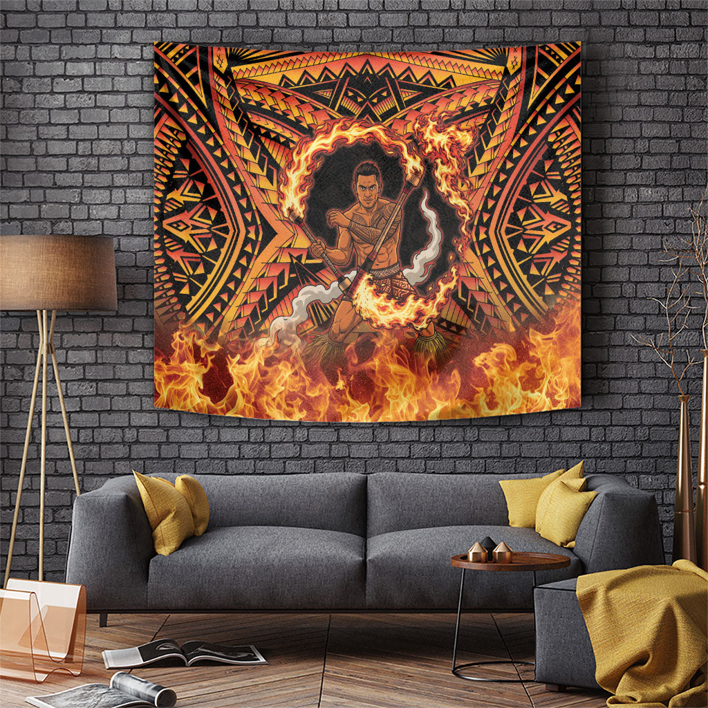 Samoa Siva Afi Dance Fireknife Tapestry Samoan Tribal Motif Dancing in the Fire LT9 Red - Polynesian Pride