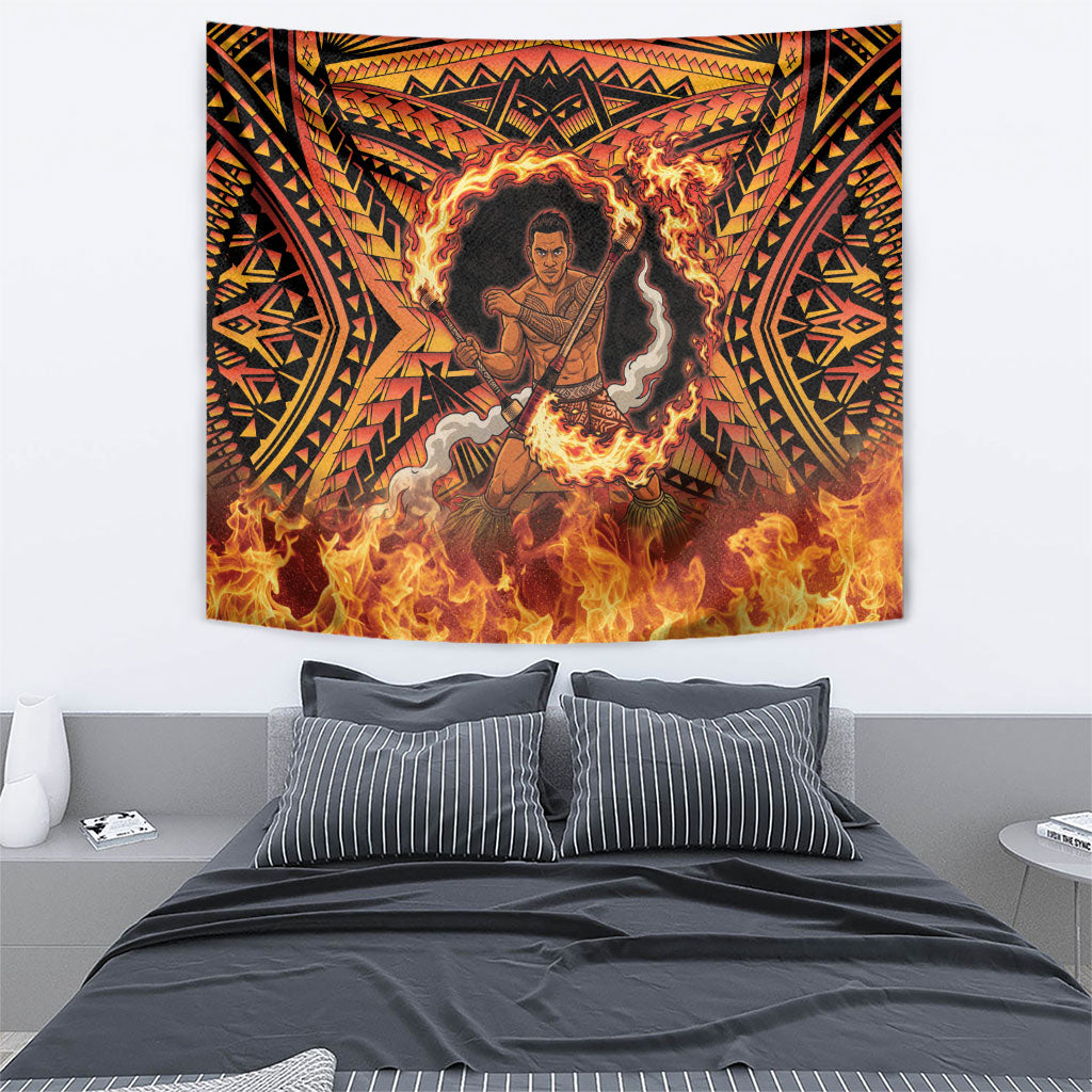 Samoa Siva Afi Dance Fireknife Tapestry Samoan Tribal Motif Dancing in the Fire LT9 - Polynesian Pride
